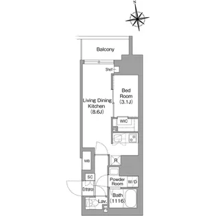 コンフォリア・リヴ北新宿【4階】の間取り
