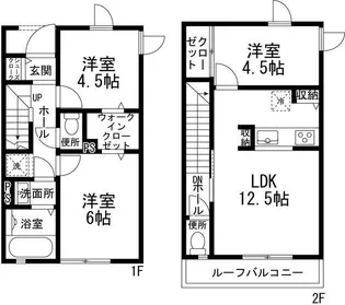 CINQ TERRASSE D棟【2階】の間取り