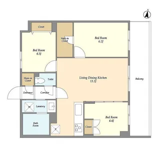 メゾンドオンディーヌ【3階】の間取り