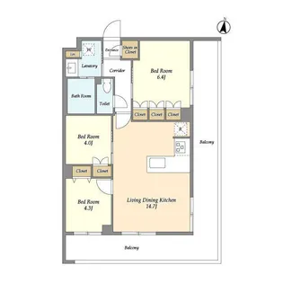 メゾンドオンディーヌ【3階】の間取り