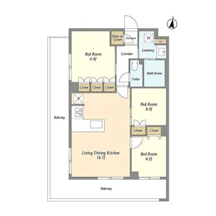 メゾンドオンディーヌ【3階】の間取り