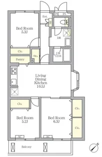 メゾンカルム中落合NORTH【3階】の間取り