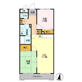 サンシティー四葉【4階】の間取り