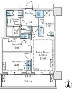 パークシティ中野 ザ タワー ブリーズ【6階】の間取り