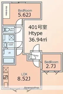 ALERO BASE SASAZUKA SOUTH【401号室】の間取り