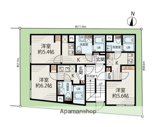 メゾンアッシュ大山【402号室】の間取り