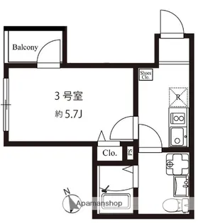 モダンアパートメント上板橋【103号室】の間取り