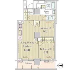 パークアクシス池田山【2階】の間取り