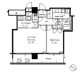 MFPR目黒タワー【18階】の間取り