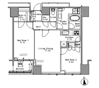 WHITE TOWER HAMAMATSUCHO【23階】の間取り