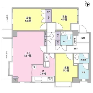 京西上目黒ガーデン(ケイセイカミメグロガーデン)【3階】の間取り