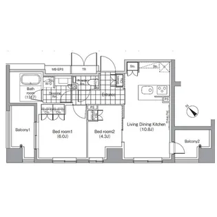 パークハビオ赤坂【4階】の間取り