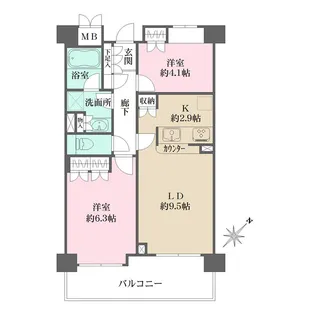御殿山南パークハウス【5階】の間取り