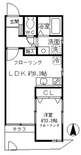 シャンブル三田【1階】の間取り