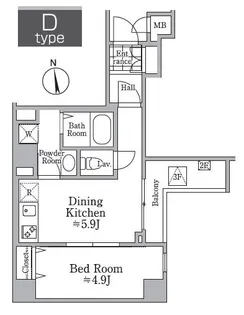 レジディア西小山【1階】の間取り
