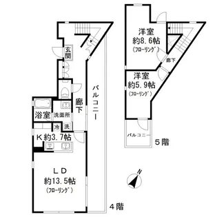 東京都目黒区碑文谷4丁目【テラスハウス】の間取り