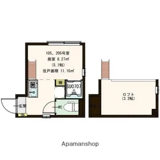 ハーモニーテラス東品川【105号室号室】の間取り