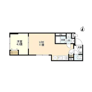 ウェルスクエアイズム都立大学【2階】の間取り