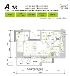 シーネクス品川荏原【8階】の間取り
