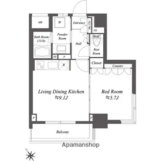 レジデンシャル目黒【9階】の間取り