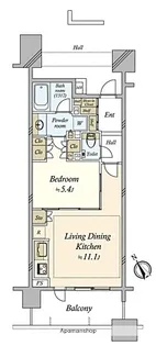 クレヴィアタワー目黒不動前【15階】の間取り