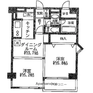 モンドール池上【304号室】の間取り