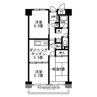 東急ドエルアルス久が原B【6階】の間取り