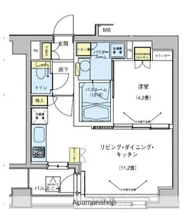 ドゥーエ五反田【5階】の間取り
