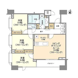 HF白金高輪レジデンス【6階】の間取り