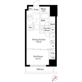 1DKの間取り画像