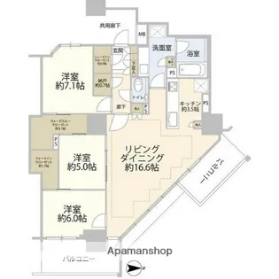 プライムパークス品川シーサイド ザ・タワー【29号室】の間取り