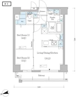 2LDKの間取り画像