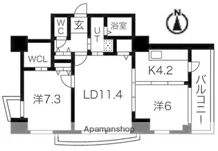 シティコート目黒2号棟【6階】の間取り