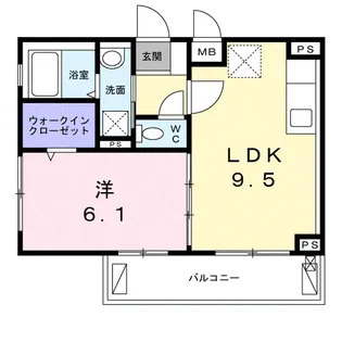 ウエスト シックス【1階】の間取り