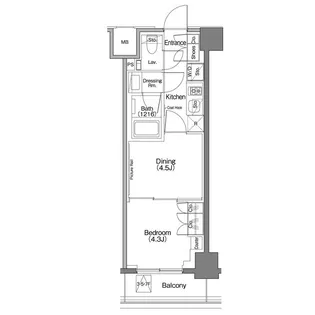 ザ・パークハビオSOHO祐天寺【7階】の間取り