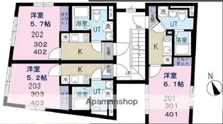 ラリュール不動前【4階】の間取り