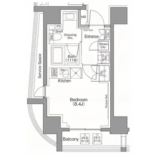 ザ・パークハビオSOHO南青山【11階】の間取り