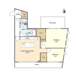 プライムアーバン目黒東山【4階】の間取り