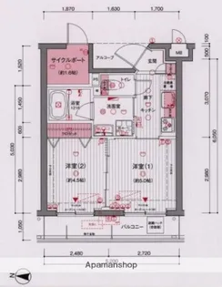 GE大田多摩川【202号室】の間取り