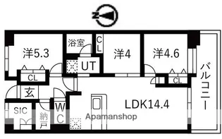 アクティ目黒駅前1号棟【1106号室】の間取り