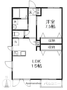 ヒルサイト【2B号室】の間取り