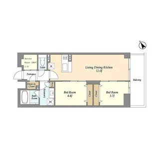 THE GRAND TERRACE WAKABAYASHI【2階】の間取り