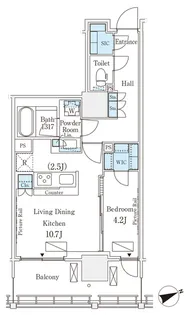 ロイヤルパークス品川【3階】の間取り