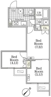 BRICK RESIDENCE 目黒本町【3階】の間取り