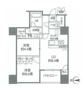 カスタリアタワー品川シーサイド【9階】の間取り