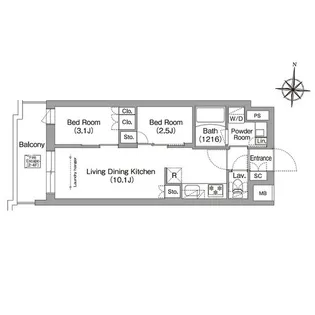 コンフォリア・リヴ南品川【3階】の間取り