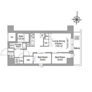 コンフォリア・リヴ南品川【9階】の間取り