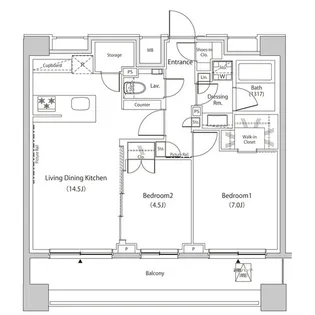 ザ・パークハビオ目黒プレイス【7階】の間取り