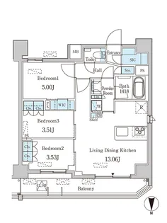 JP NOIE 西蒲田【13階】の間取り