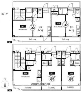 フラット大鳥居【201号室】の間取り
